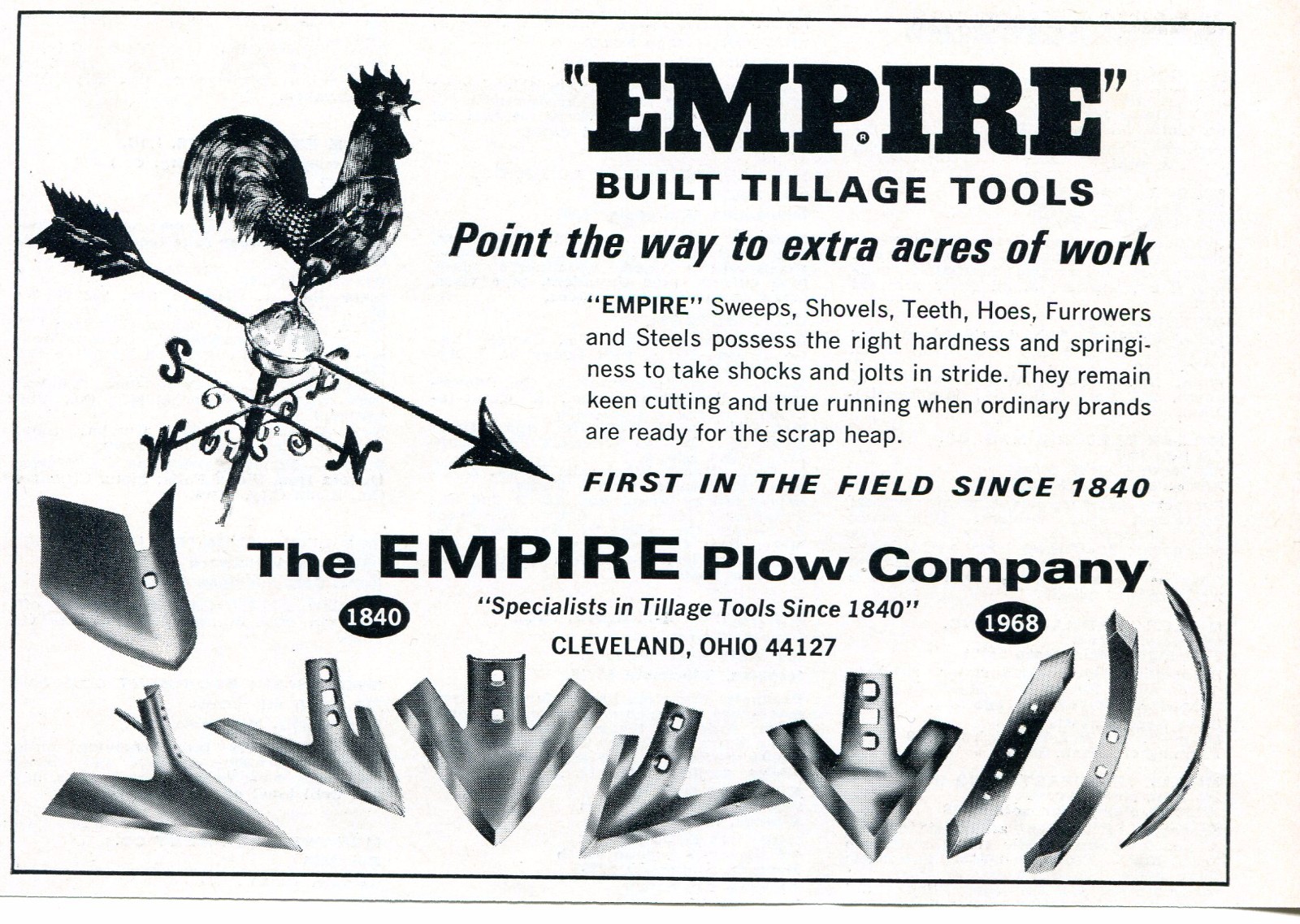 1968 Print Ad of Empire Plow Co Tractor Tillage Tools Cleveland OH