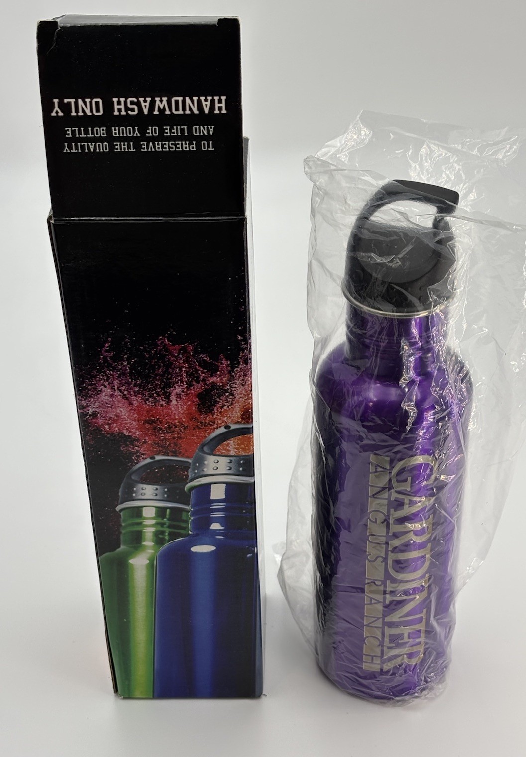 Gardiner Angus Ranch Purple Aluminum Water Bottle Cattle Ranch Promo 20-24oz NEW