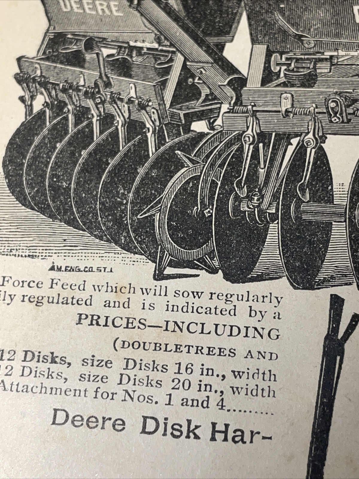 1891 Baldwin – Deere Disc Harrow Farm Advertising – New Orleans