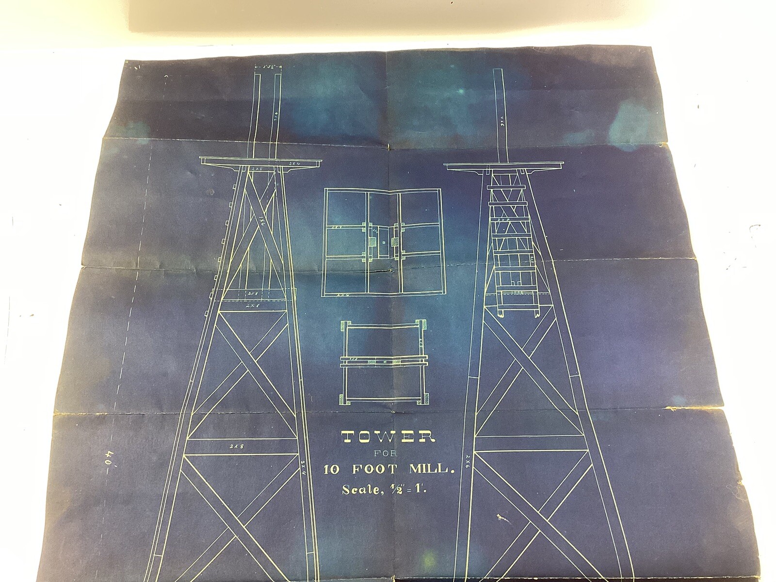 Vintage Windmill Water Tower Blueprint