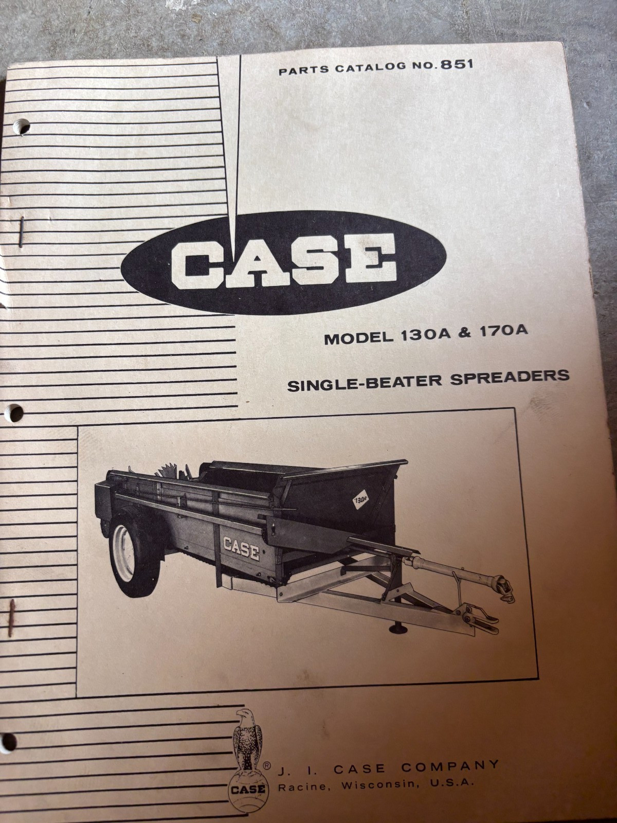 Case Tractor 130A 170A Manure Spreader Parts Book Manual AMIL26