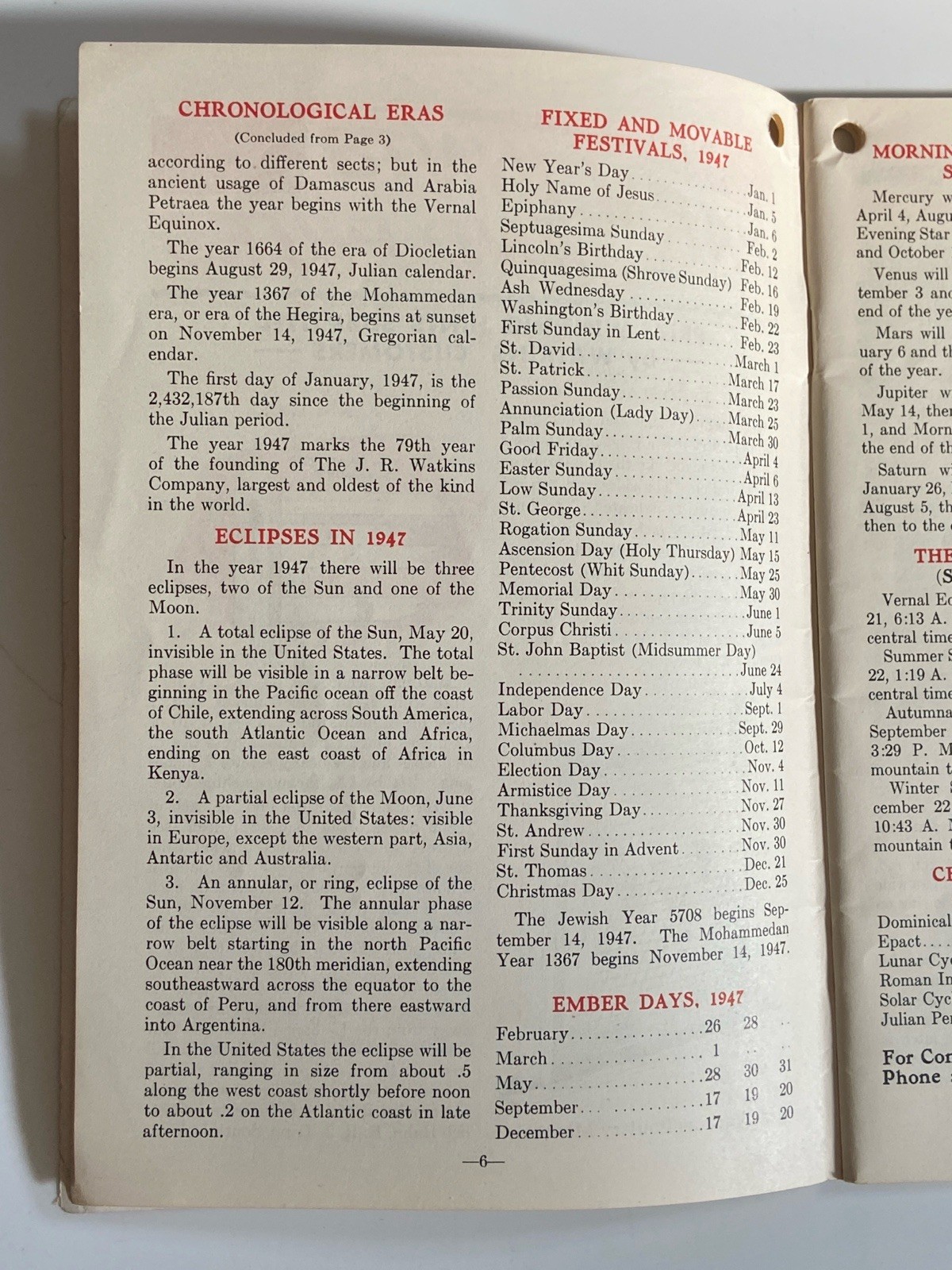 1947 Watkins Almanac Farm Hints Moon Phases Farming Techniques Planting Crops PB