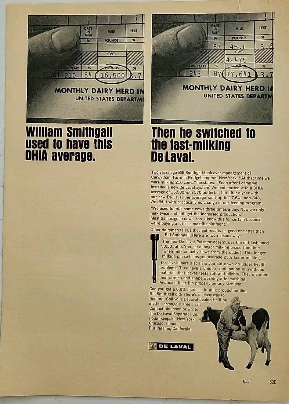 1965 De Laval cream separator company Switched to fast milking vintage Ad