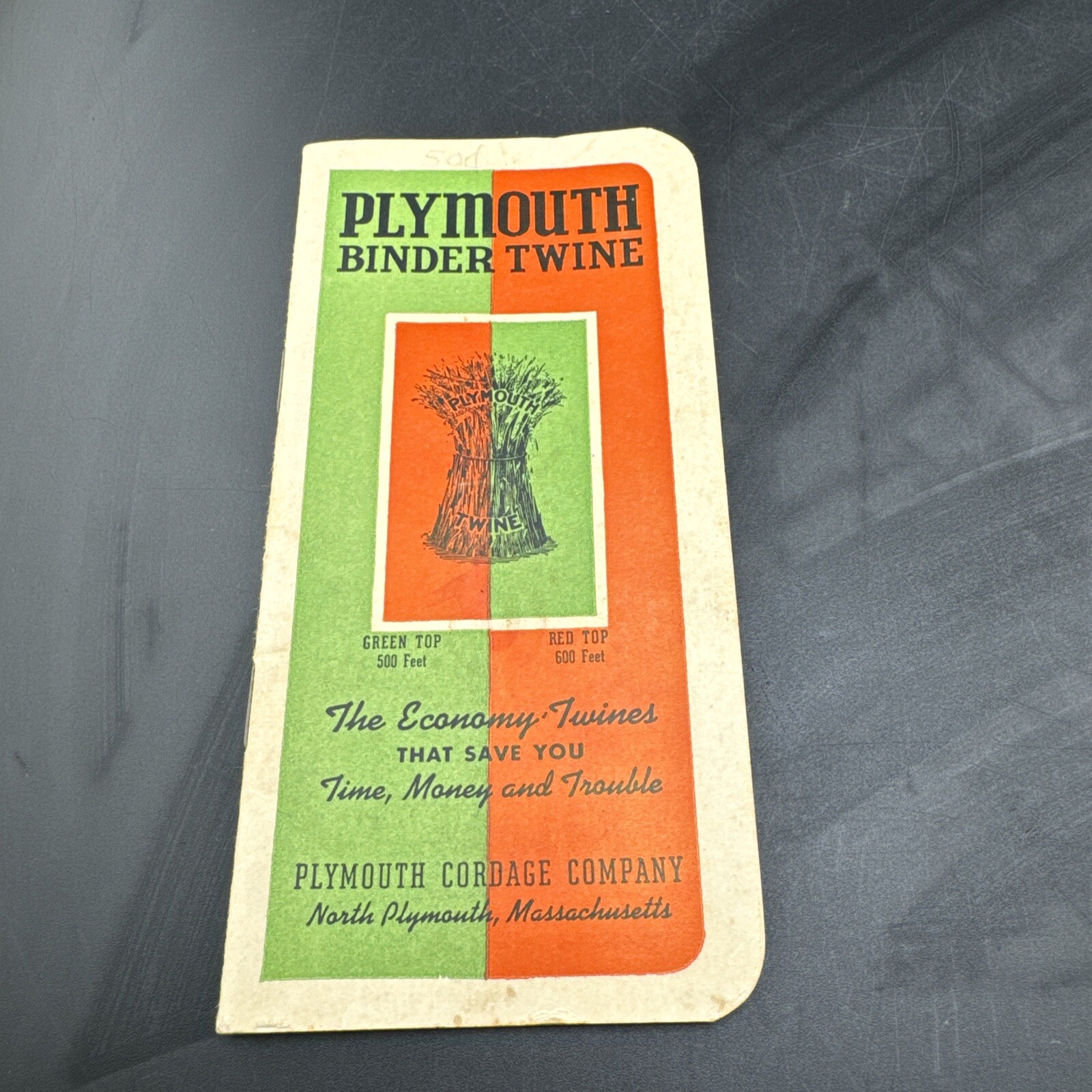 Vintage 1941 PLYMOUTH BINDER TWINE Vest Pocket Notebook North Plymouth Ma