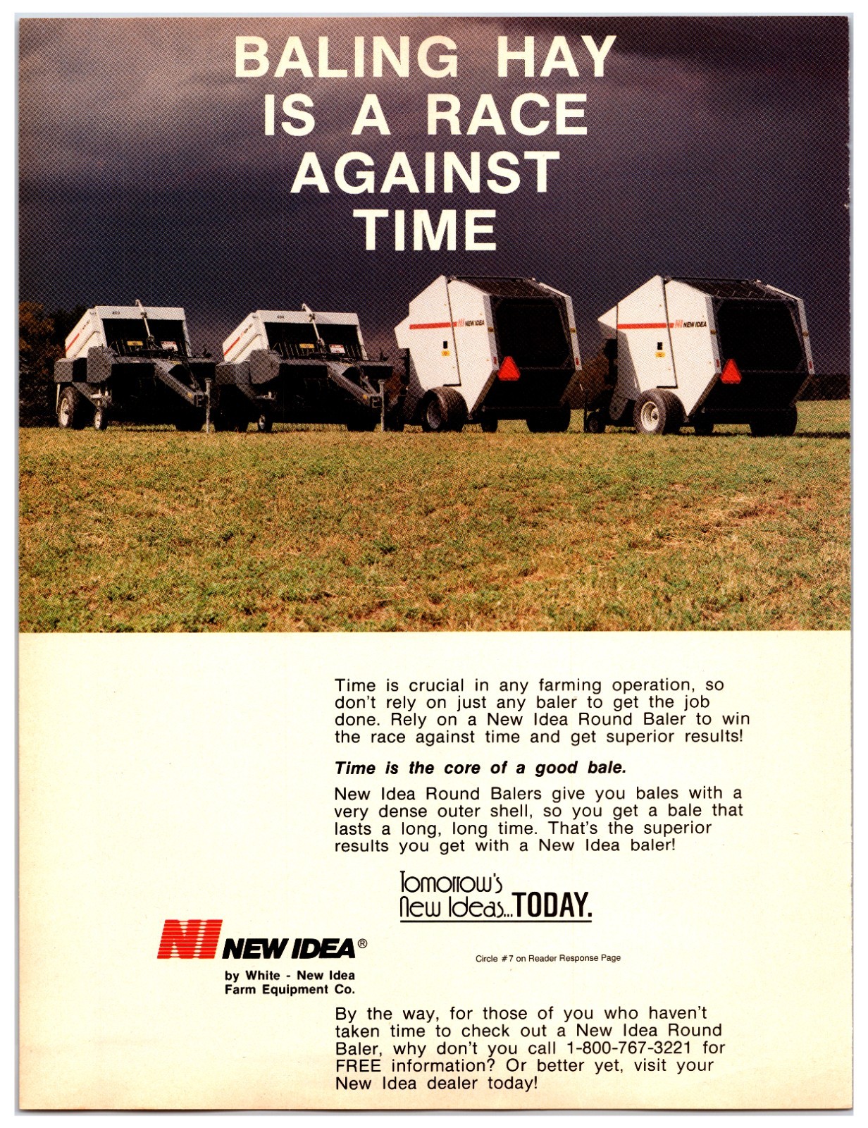 Original 1990s New Idea Round Baler Ad – Print Advertisement (8in x 11in)