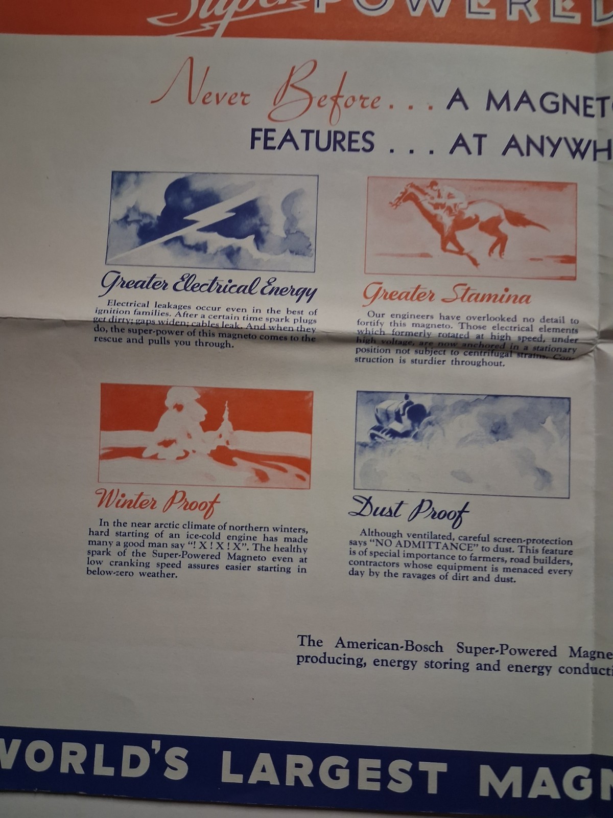 1936 AMERICAN BOSCH POWERED MAGNETO AGRICULTURE Poster Brochure 18&Prime;x24.8&Prime;