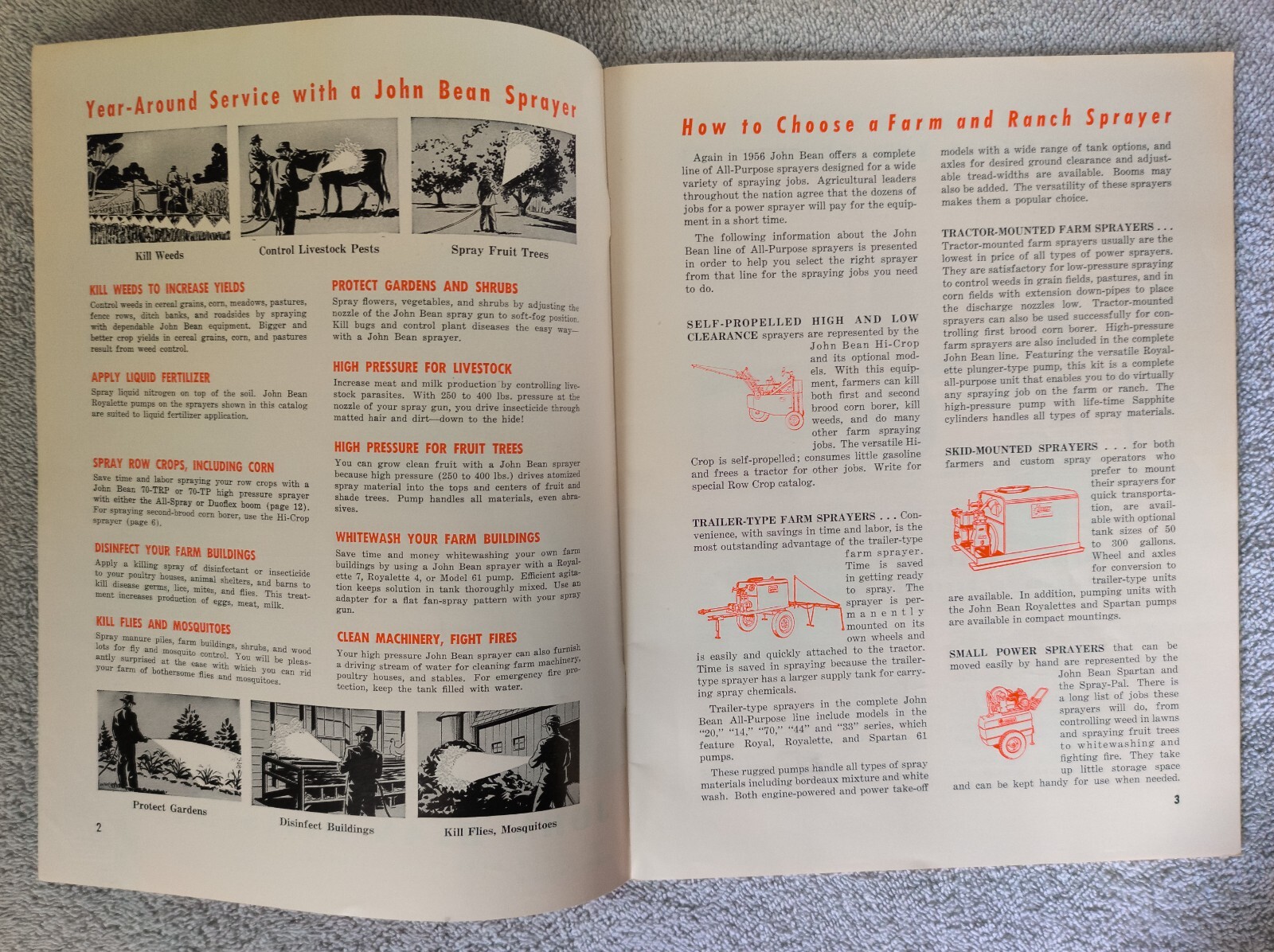 VINTAGE 1950&rsquo;s JOHN BEAN ALL PURPOSE SPRAYERS 24 Page BROCHURE/CATALOG