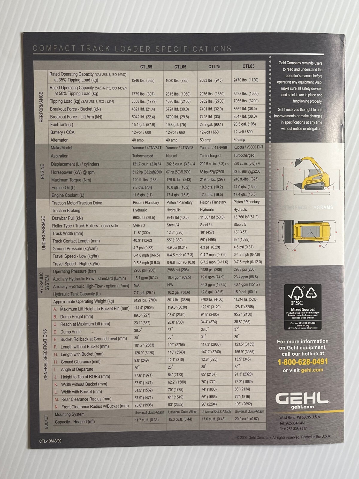 GEHL Full Line Compact Track Loaders Sales Brochure *2009* (Showroom Sales Book)