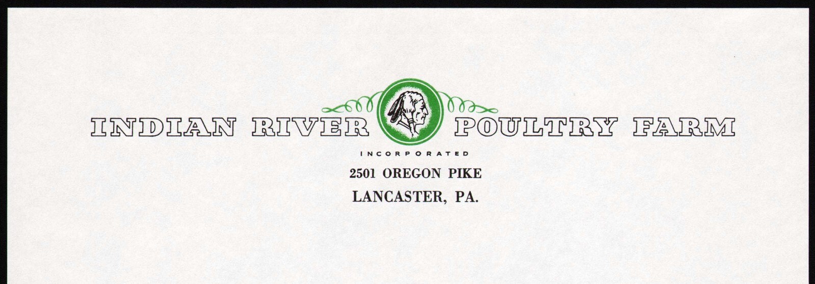 Vintage letterhead INDIAN RIVER POULTRY FARM indian picture Lancaster PA n-mint+