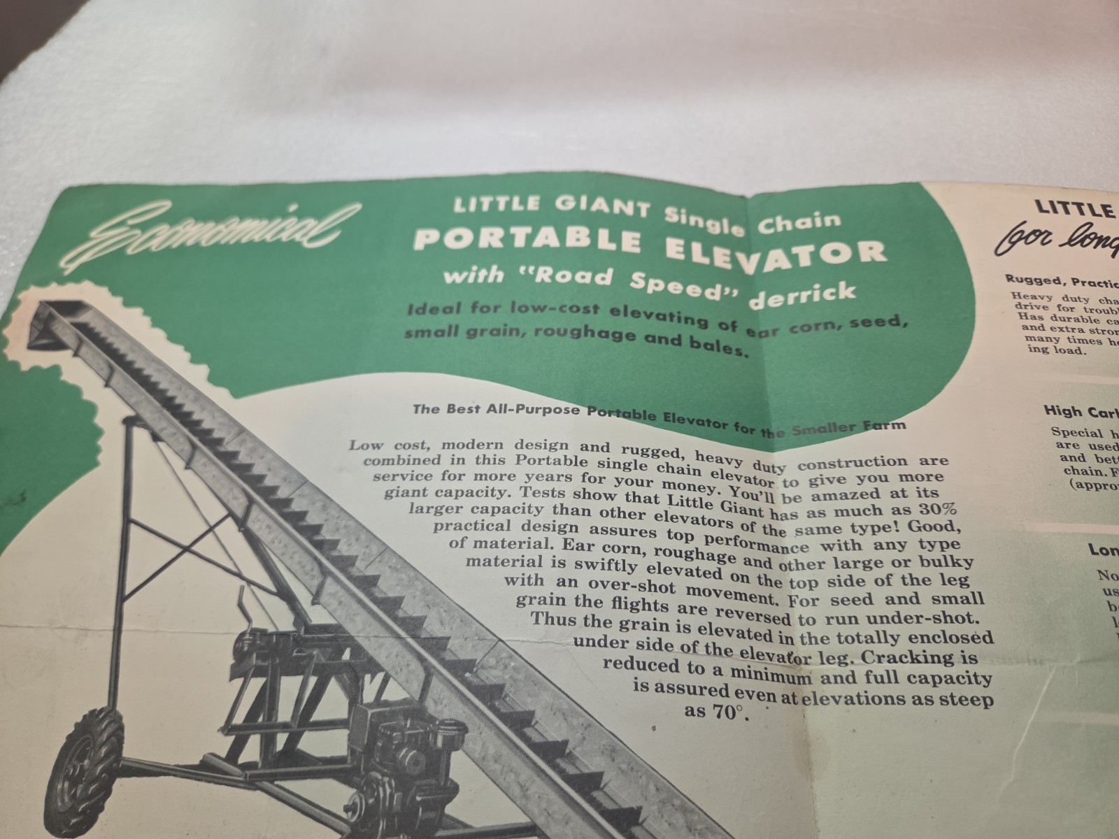 1950’s Little Giant Potable Elevators Sales Brochure Mailer-Bloomington Illinois