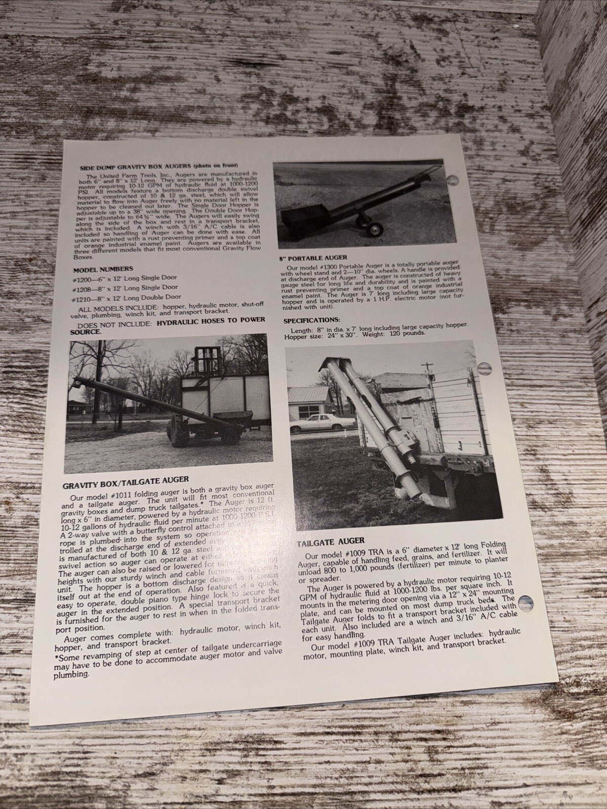 United Farm Tools Inc Gravity Box Tailgate Auger Brochures Oelwein Iowa DP