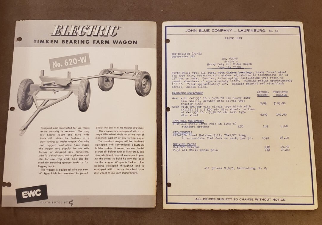 VINTAGE 1950s Electric Timken Bearing Farm Wagon Advertising Literature Brochure