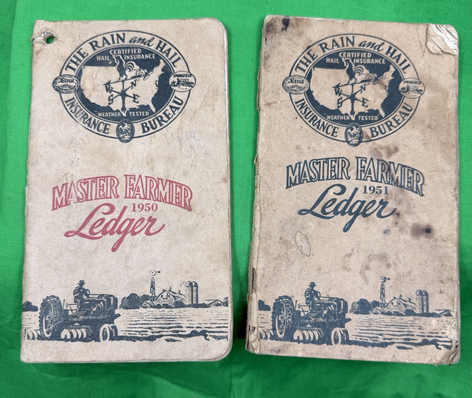 1950 & 1951 Master Farmer Pocket Ledger From The Rain & Hail Insurance Bureau
