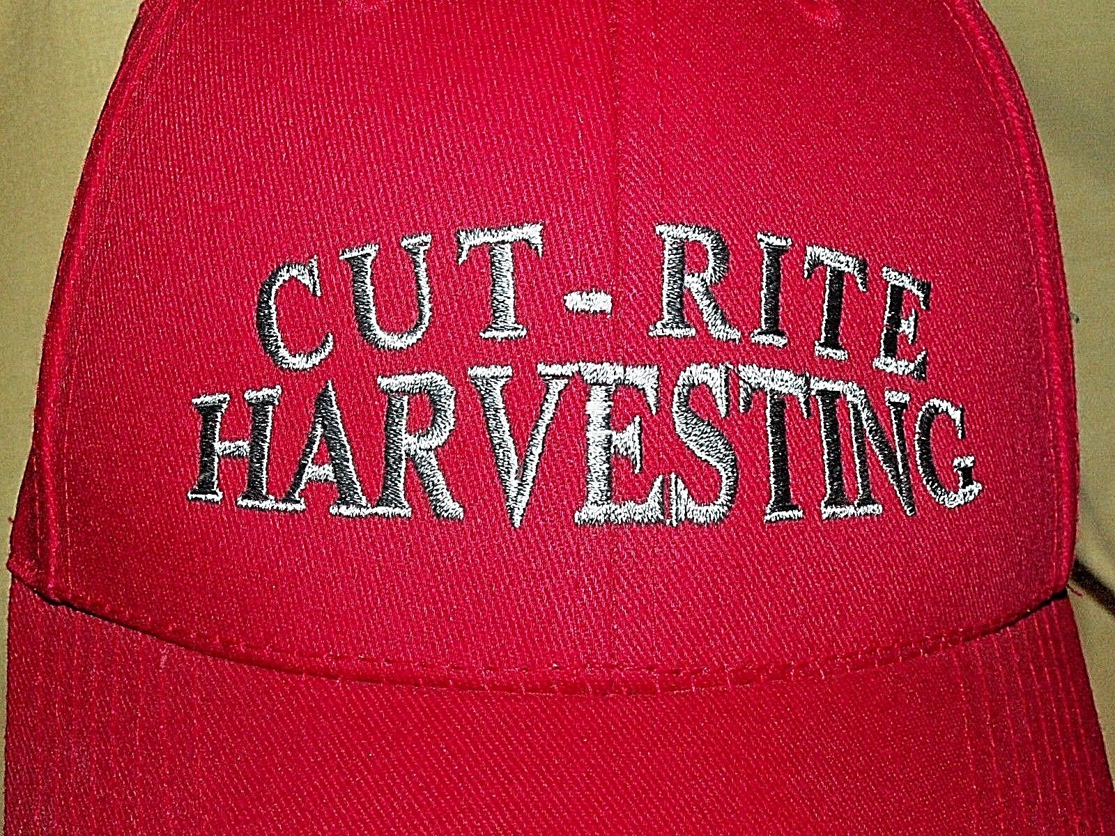 CUT RITE HARVESTING HAT BASEBALL BALL CAP RED CANVAS HEAD TO TOE ADJUST BACK.