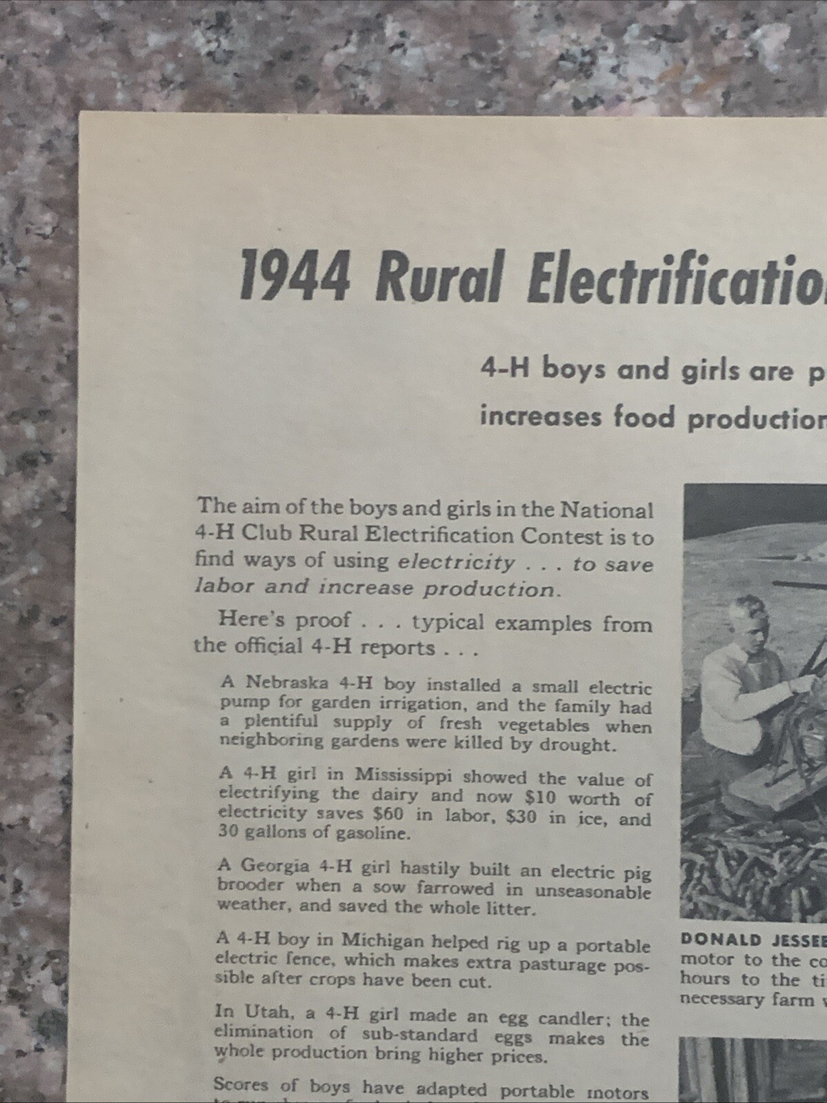 1944 Westinghouse Rural Electrification Contest PRINT AD 4-H Food Farm VTG 1940s