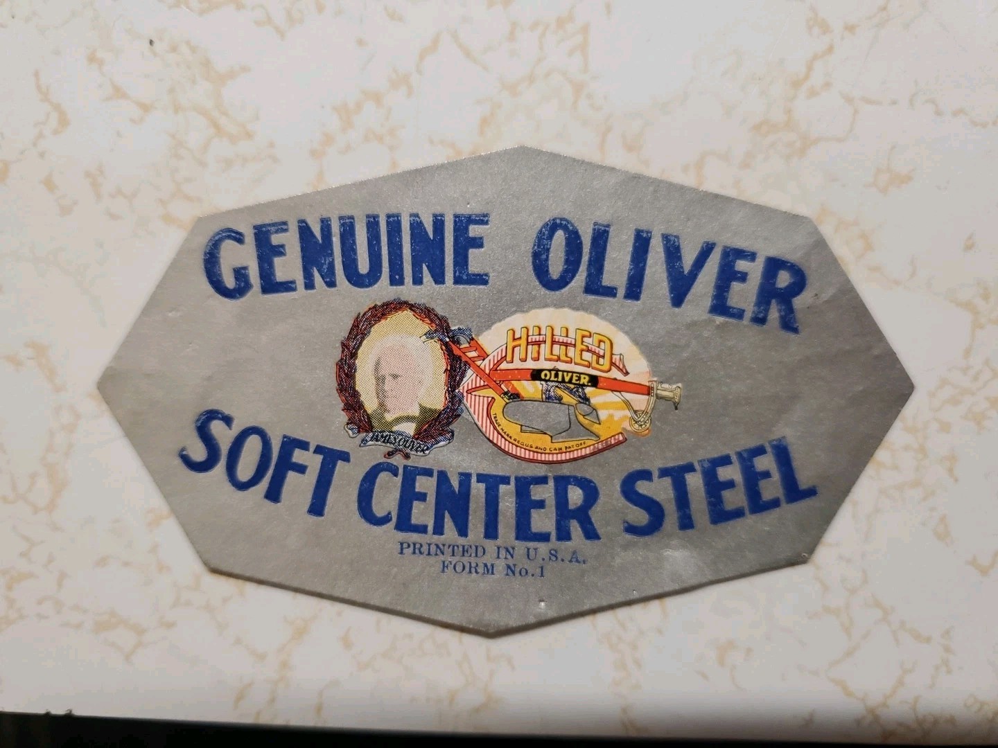 Rare Vintage Hilled Oliver Plows Soft Center Steel Sticker Decal Printed in USA