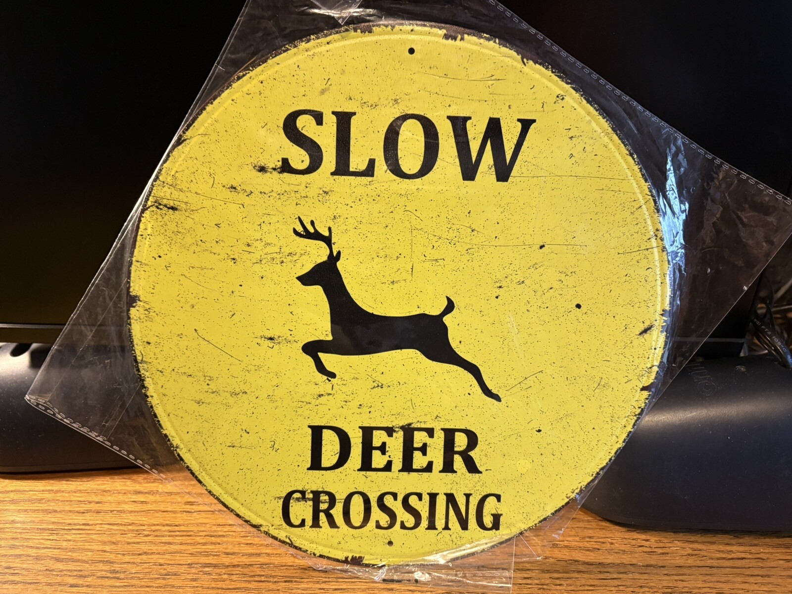 2-DEER CROSSING FLANGED METAL SIGNS NIP 12×12 FOR ROAD-FENCE-GATE-FARM ETC.