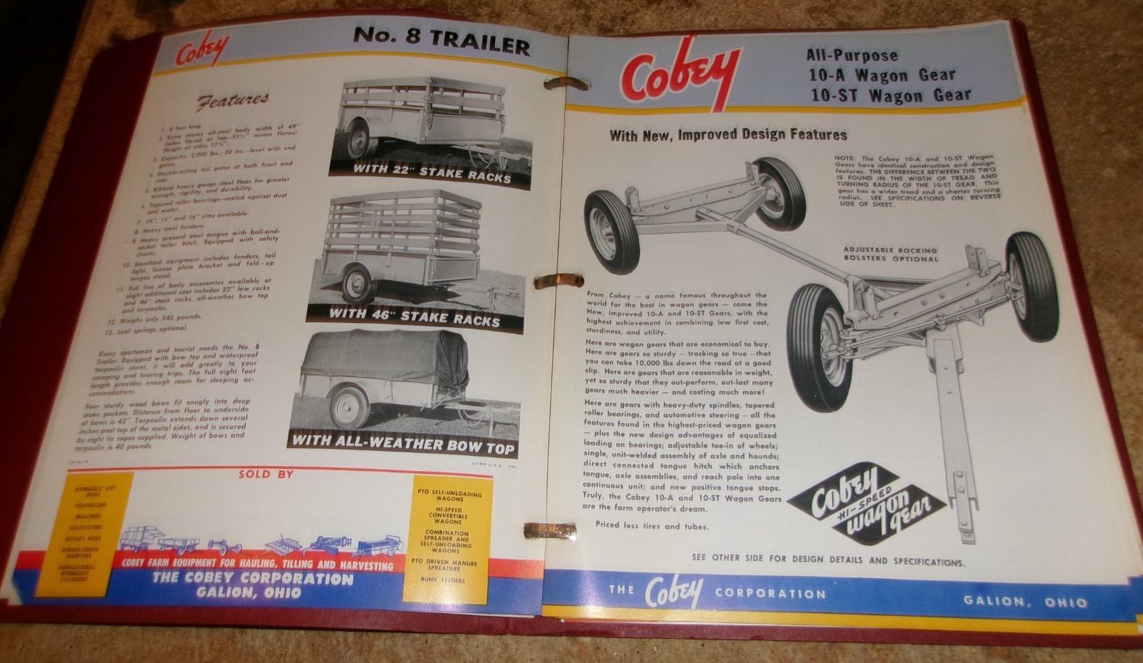 vintage cobey line binder with farm equipment brochures in good shape used
