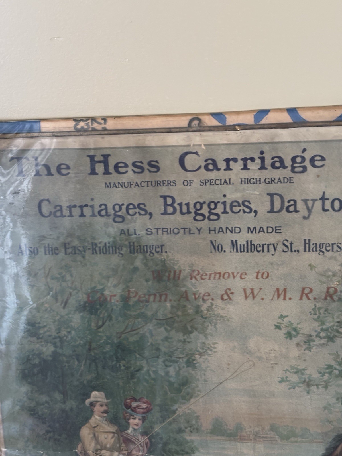 The Hess Carriage Co. Vintage Advertisement Sign Carriages Missing Calendar Part
