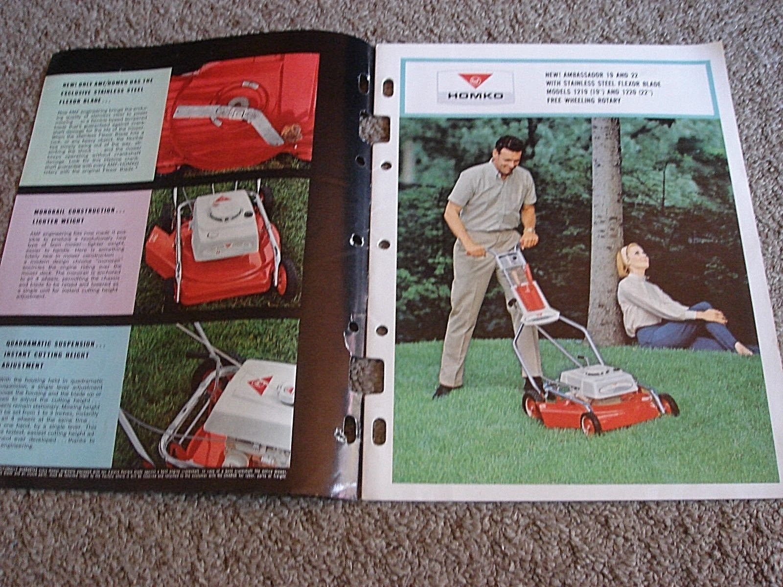 VINTAGE HOMKO 1964-1965 LAWN MOWER TRACTOR TILLER DEALER SALES BROCHURE LOT #3