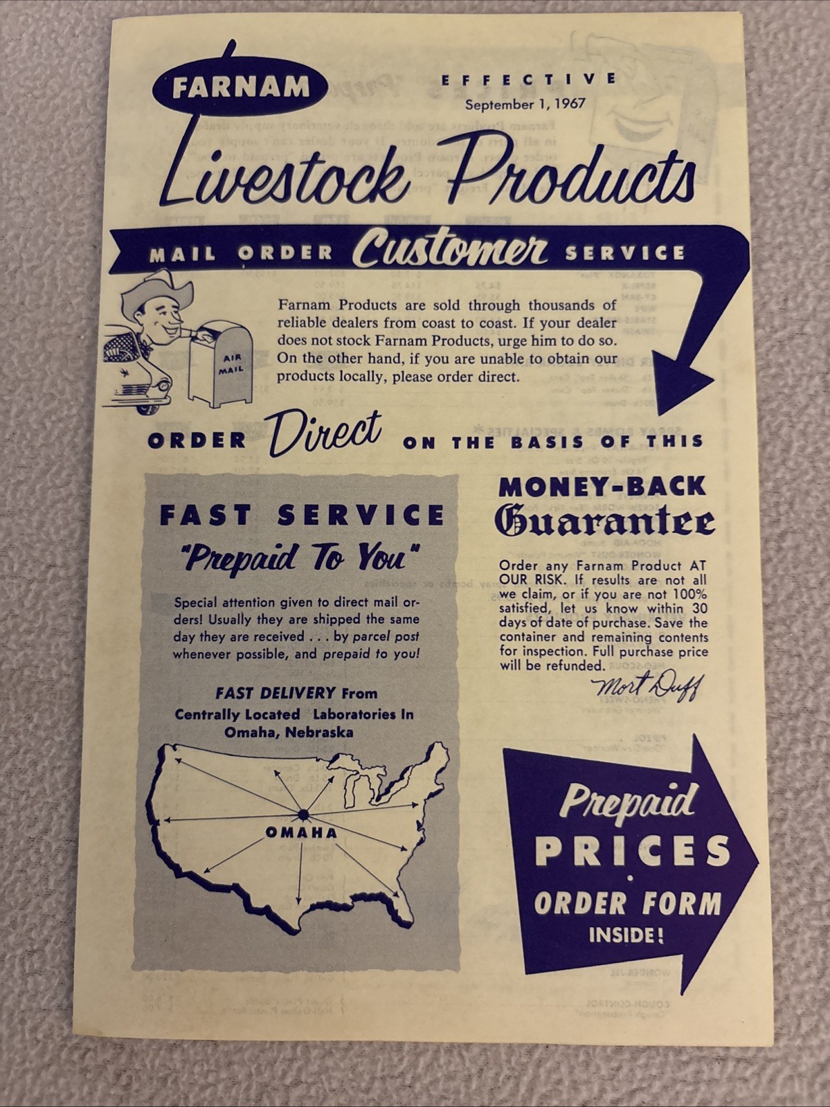 Vintage 1967 FARNAM Livestock Products Catalog 68-P and Order Form