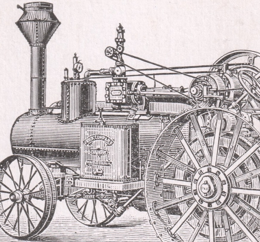 Antique Frick Tractor Steam Traction Engine Myers Grain Thresher Farm Trade Card