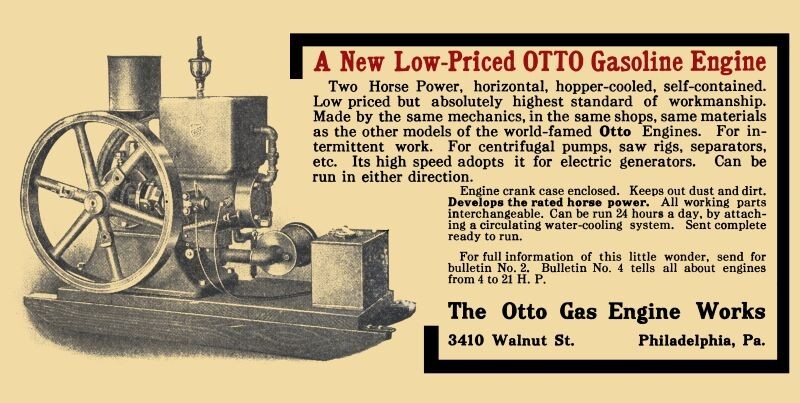 1912 Style Otto Gas Engine Works 2hp Gasoline Model NEW Sign: 16×48&Prime; USA STEEL