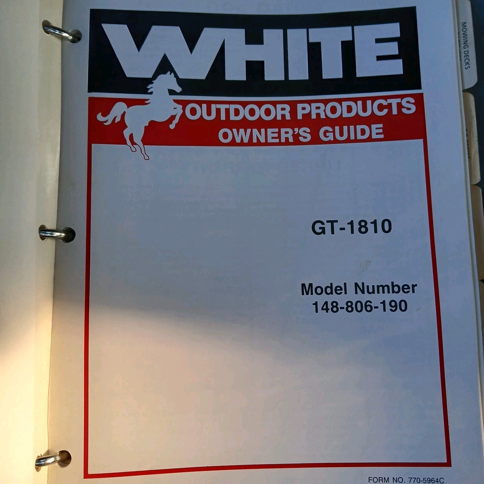 1988 White Outdoor Power Products Parts Catalog Mowers, Edger