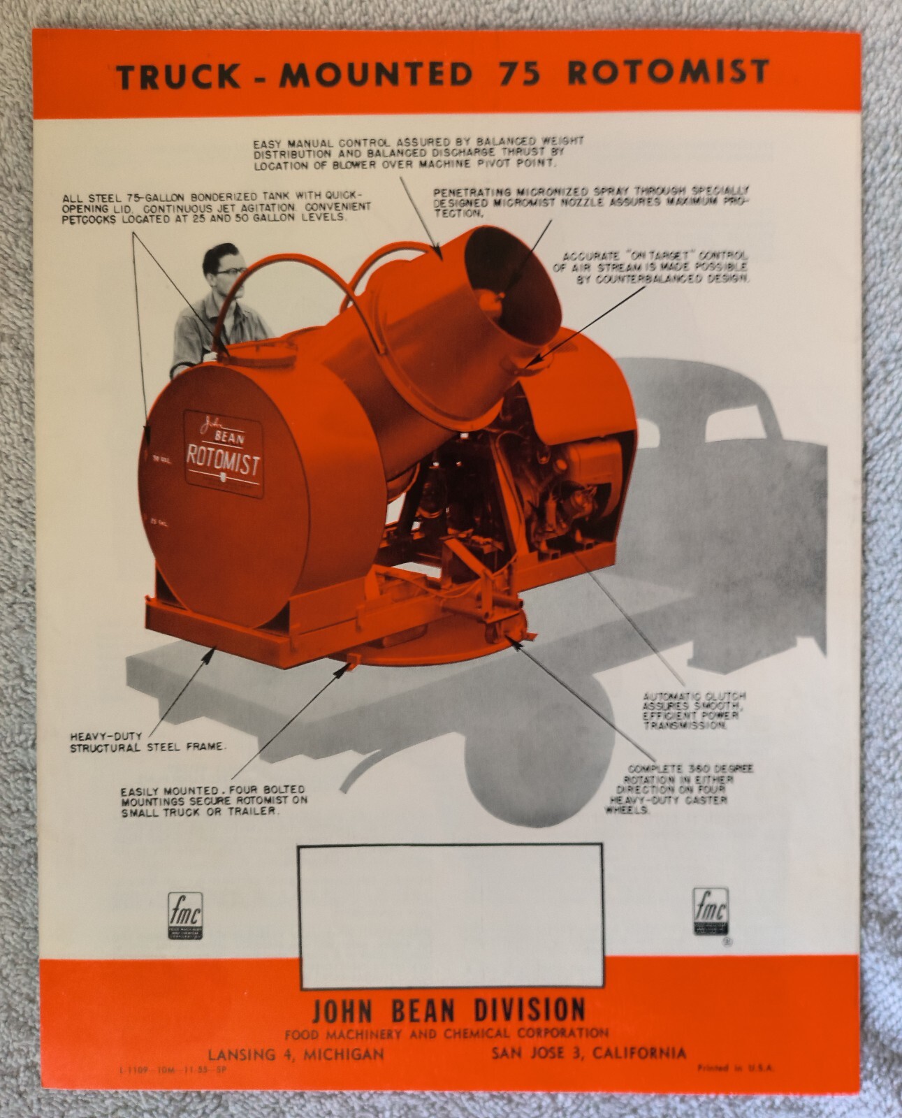 VINTAGE 1956 JOHN BEAN ROTOMIST SPRAYERS 8 Page BROCHURE