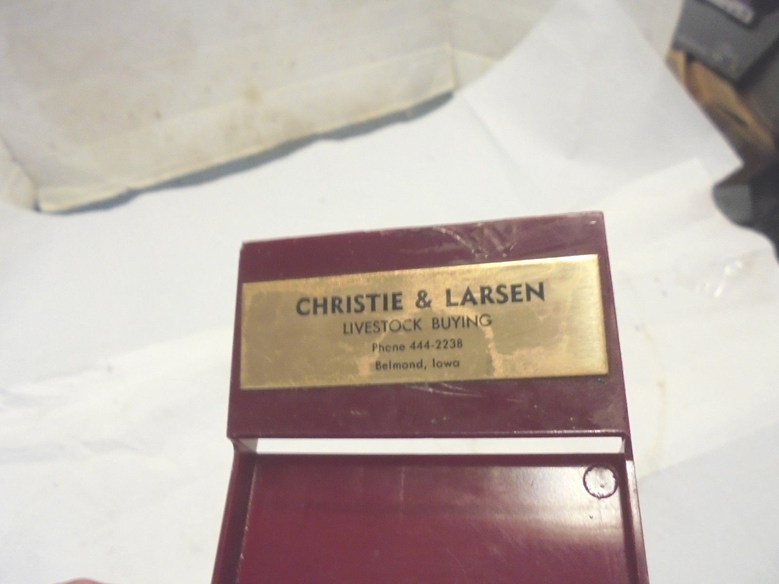 plastic note holder christie & larsen livestock buying belmond iowa no paper