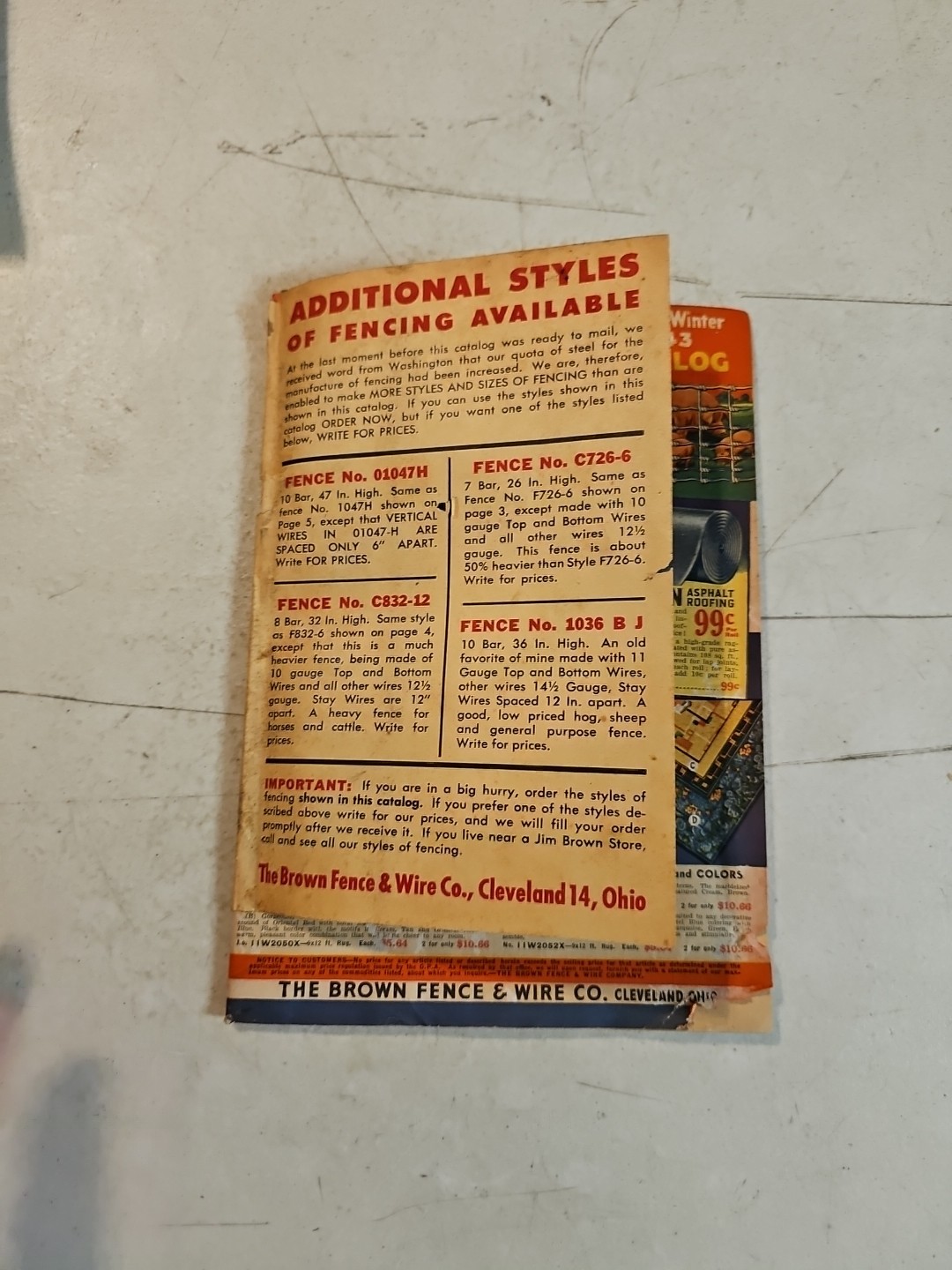 Jim Brown’s 1943 Fall & Winter Catalog. The Brown Fence & Wire Co.