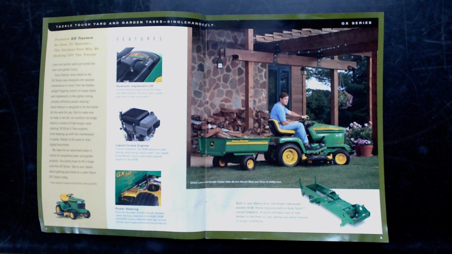 John Deere GX335 Garden Tractor Brochure Vintage 1990s Green Yellow
