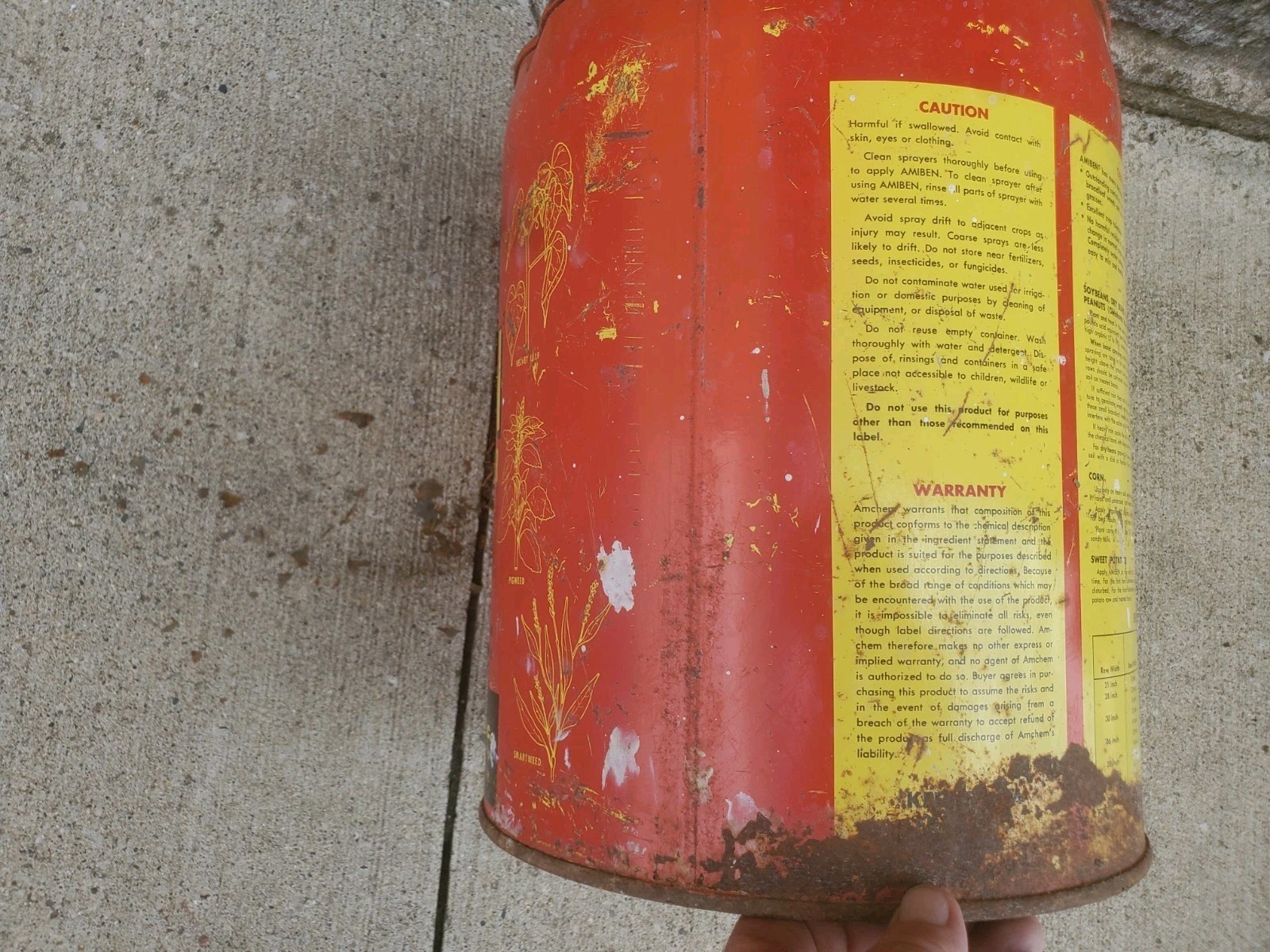 5 Gallon Metal Can Amiben Herbicide No Lid Soybean Weed Control Farm Decor #3