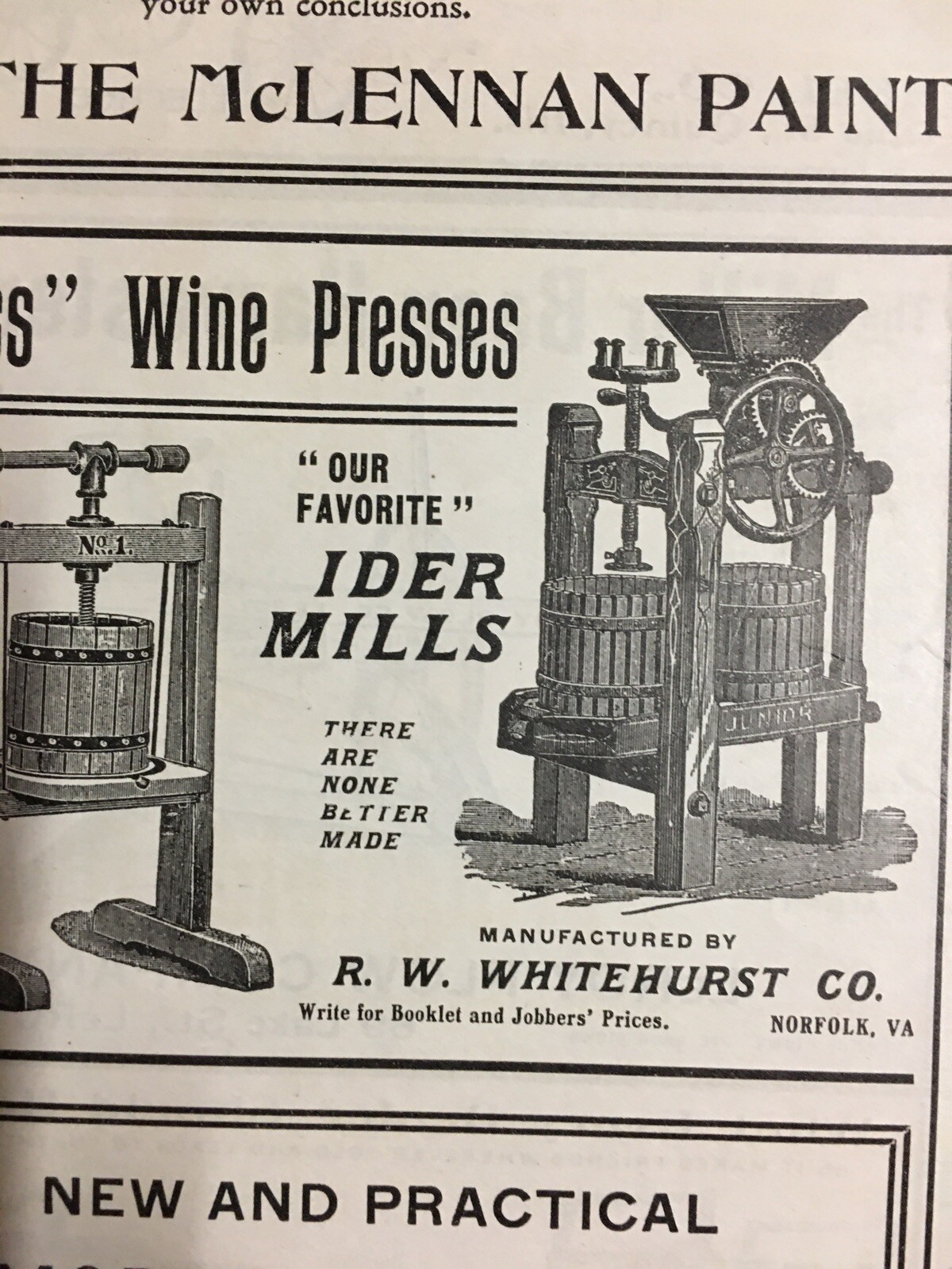 Detailed 1902 Farm Advertising Steel Wheels Wagons Wine Press Machinery Farming