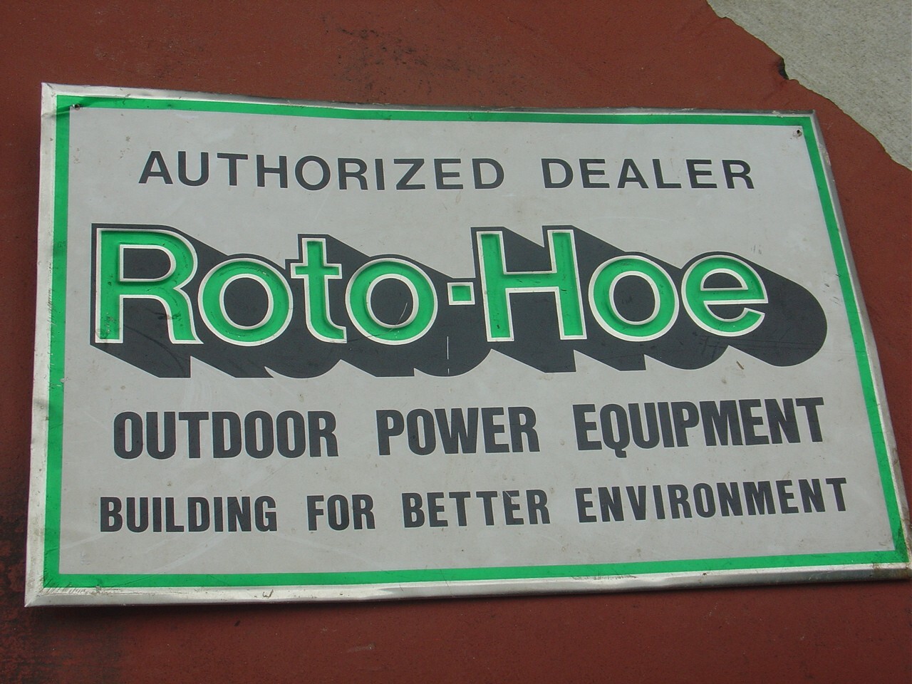 Vintage Roto-Hoe Outdoor Power Equipment Dealer Embossed Sign