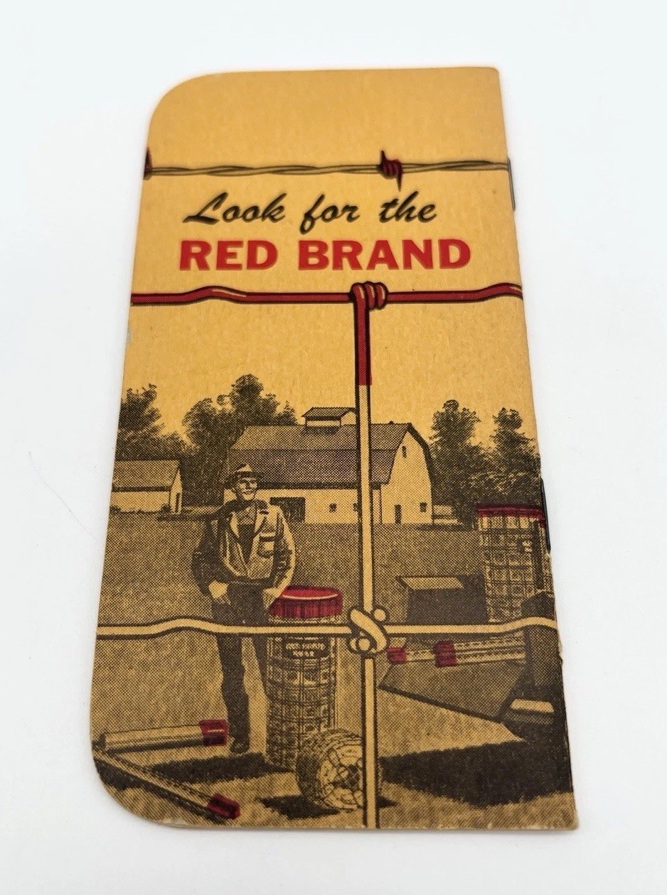 Vintage 40s Red Brand Fence Advertising Pocket Notebook USA Farm Promo