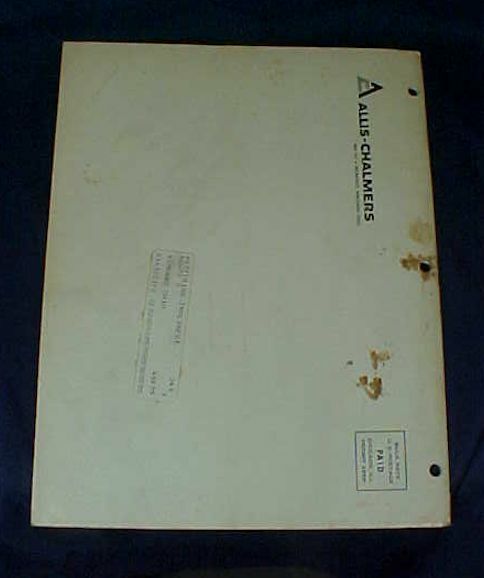 Vintage Allis Chalmers Operator&rsquo;s Manual Model 610 3 Point Hitch Chisel Plow