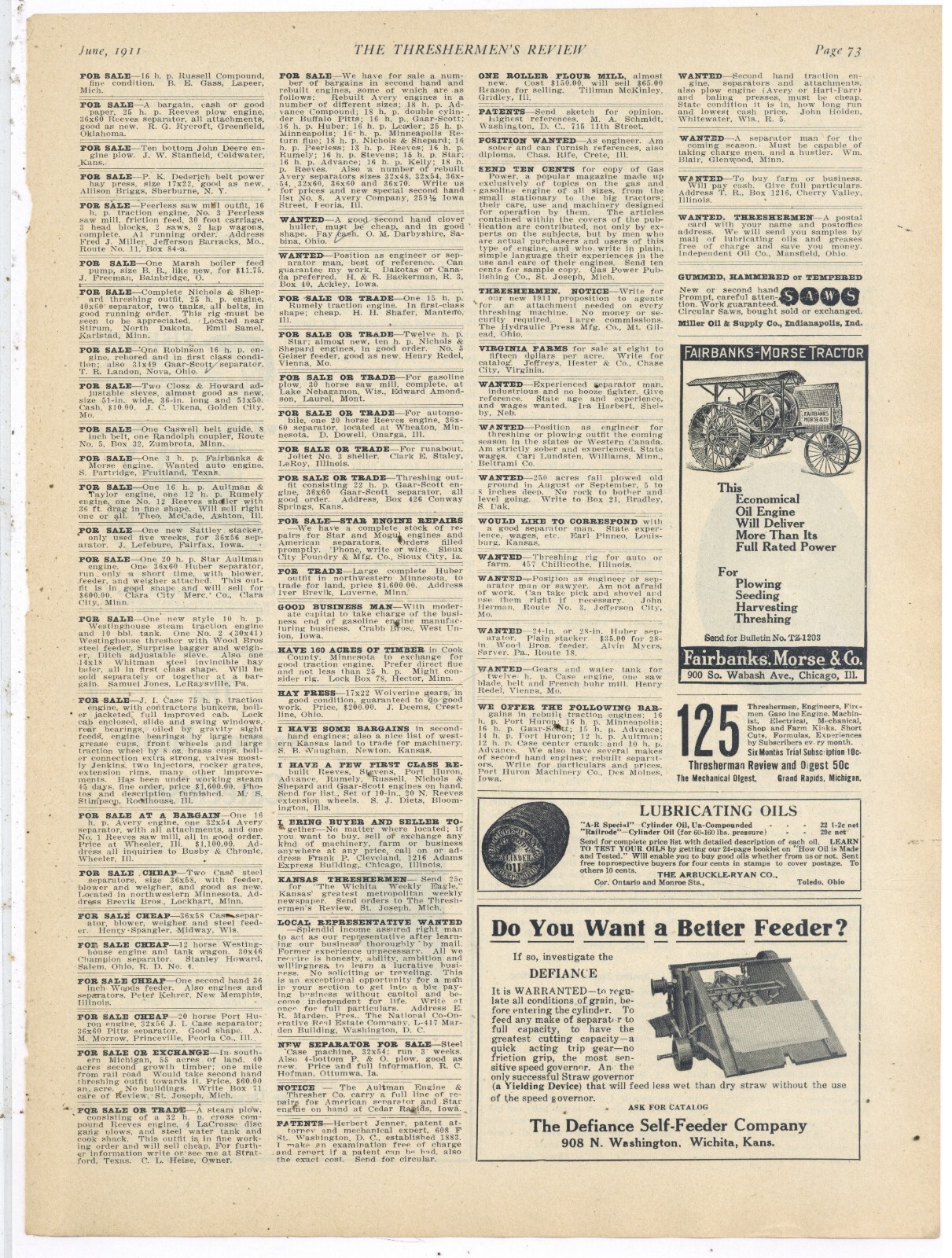 1911 Fairbanks Morse Tractor Ad: Oil Engine – Fairbanks, Morse &CO. Chicago