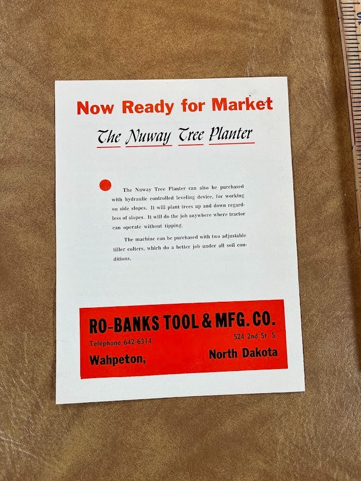 Nuway Tree Planter Ro-Banks Tool & MFG Brochure Wahpeton North Dakota