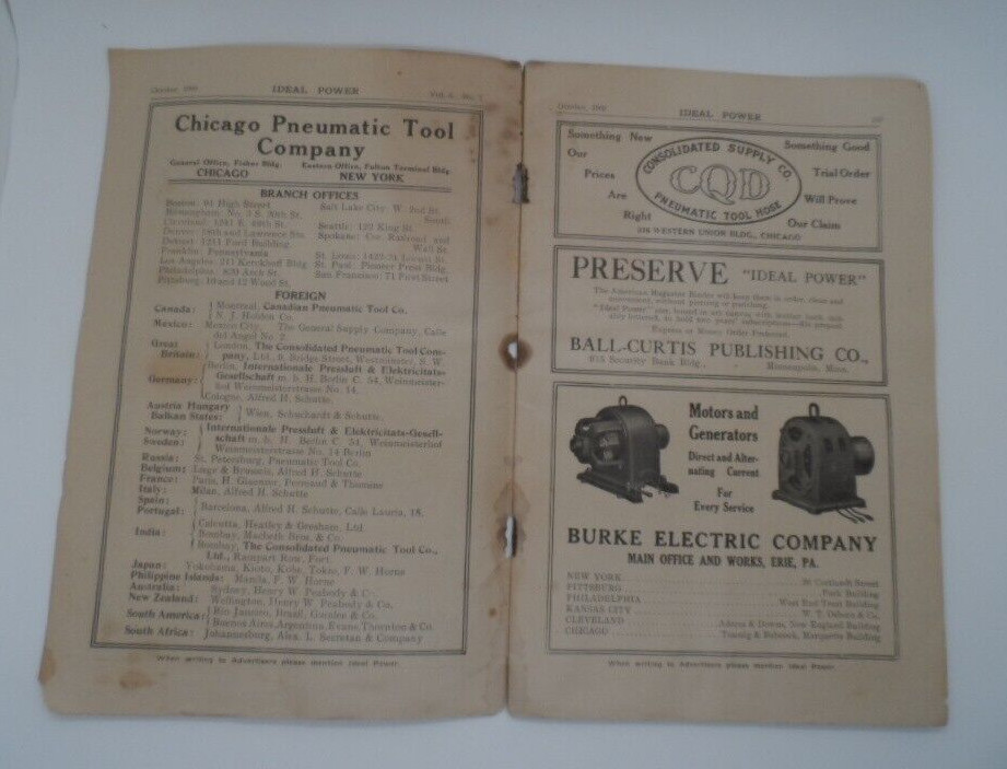 Oct 1909 Chicago Pneumatic Tool Company Franklin Air Compressors Farm Machinery