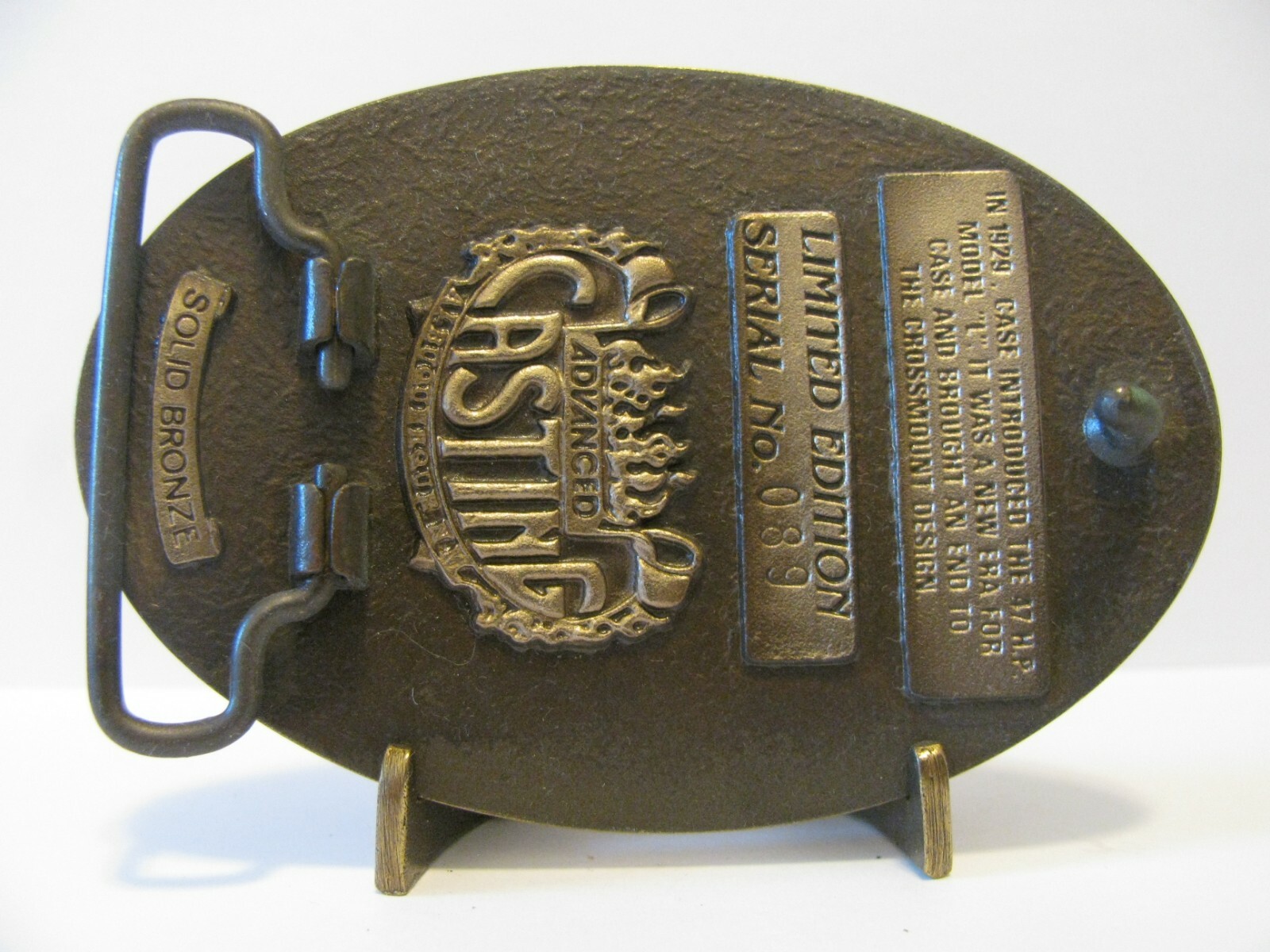 1991 HEATWOLE Threshing Association Case Model L Tractor Bronze Belt Buckle #89