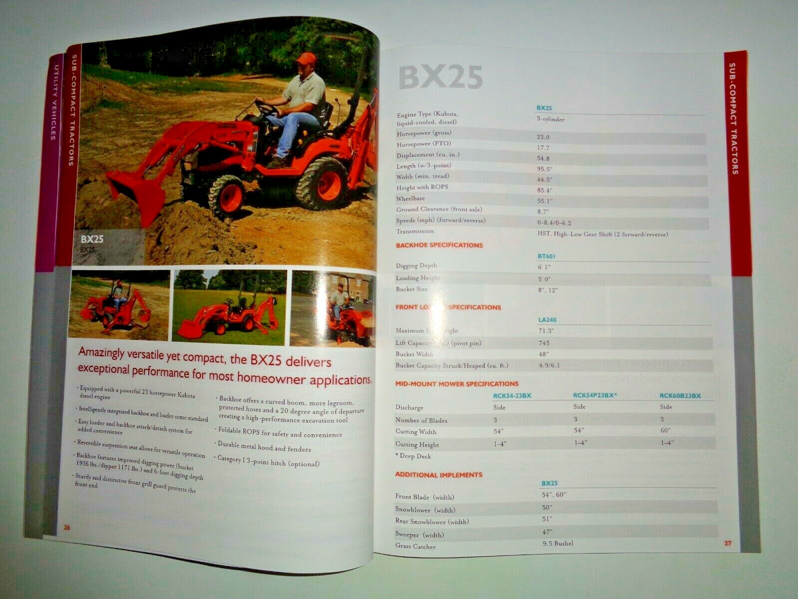 Kubota 2011 Full Line Sales Brochure Manual Tractor Excavator UTV Lawn Tractor