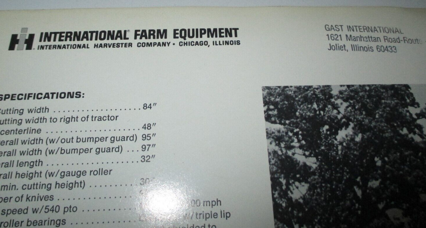 *IH International 71 Flail Mower Sales Brochure Literature Advertising IHC OEM!