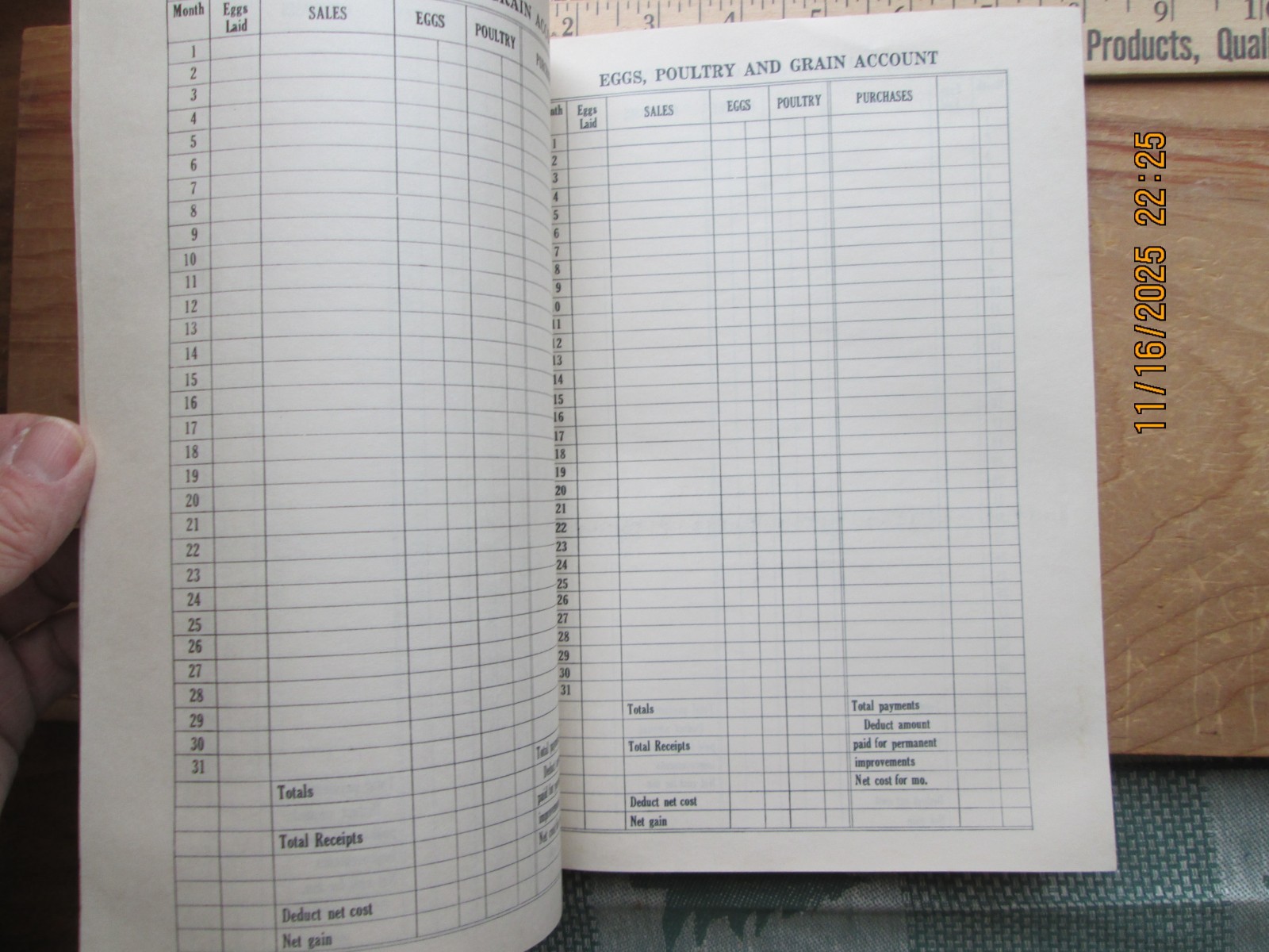 Poultry Egg & Grain Account Ledger Book Wirthmore
