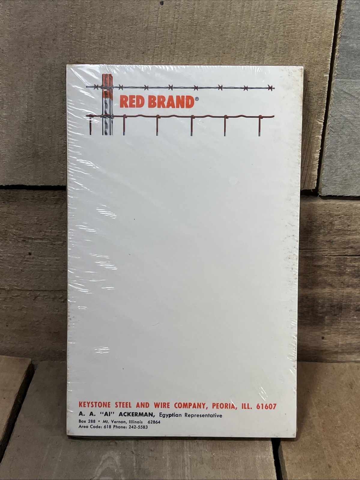 Vintage NOS Keystone Steel Wire Red Brand Fence Memo Sealed Note Pad HBQ