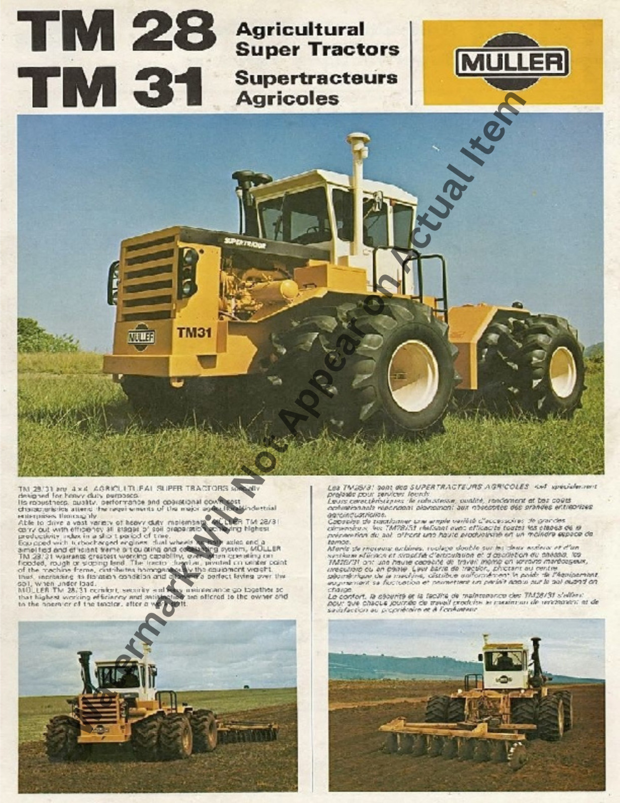 Muller TM28 TM31 Tractor Sales Ad Brochure Vintage Photograph Print 8.5×11&Prime;