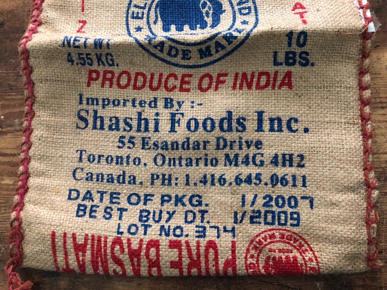 Vintage ELEPHANT BRAND #817 Burlap Bag Handmade Purse Amritsar India 10lbs Rice