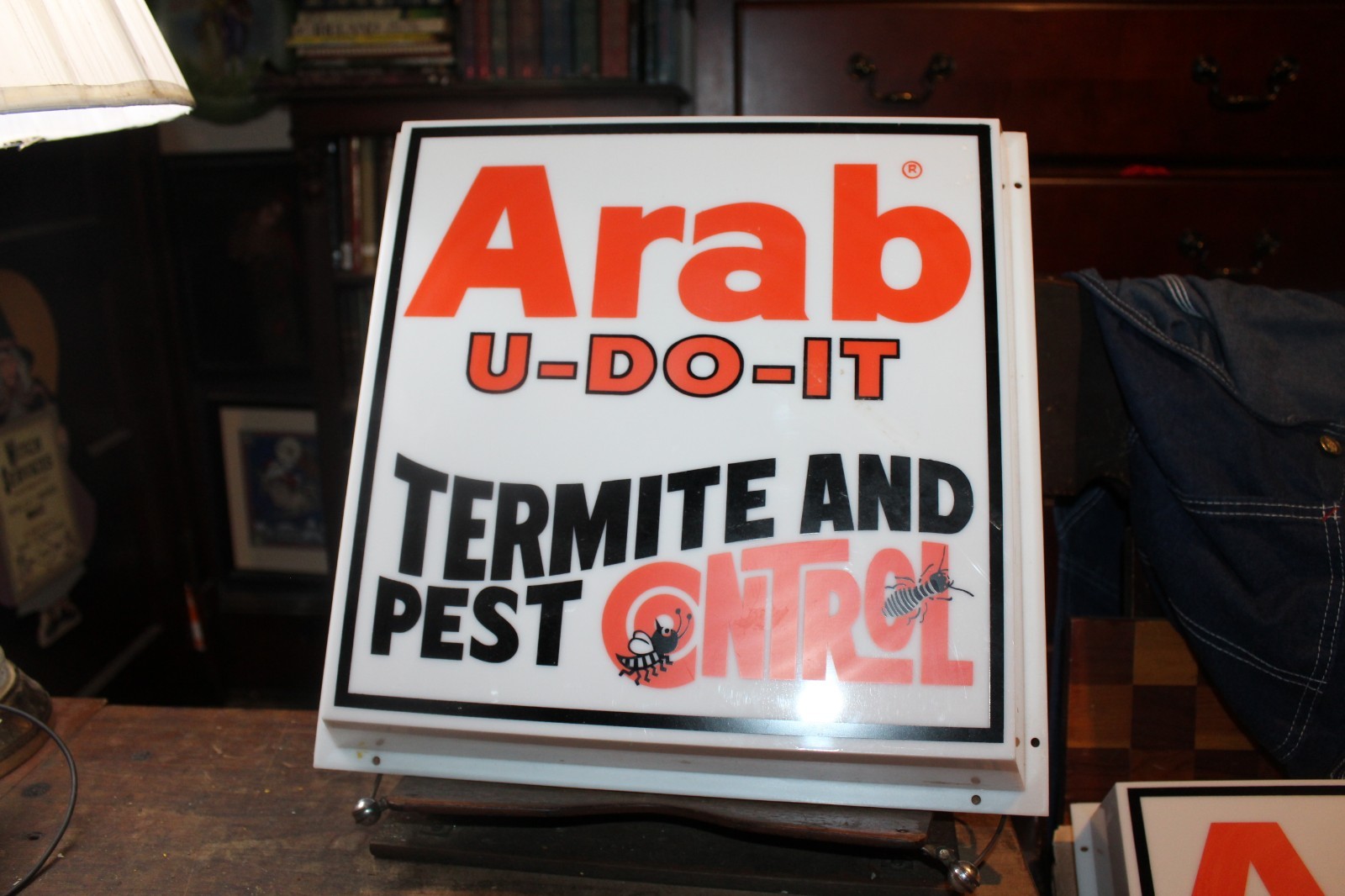 Vintage Arab U-Do-It Termite Pest Control Sign Light Cover Store Display