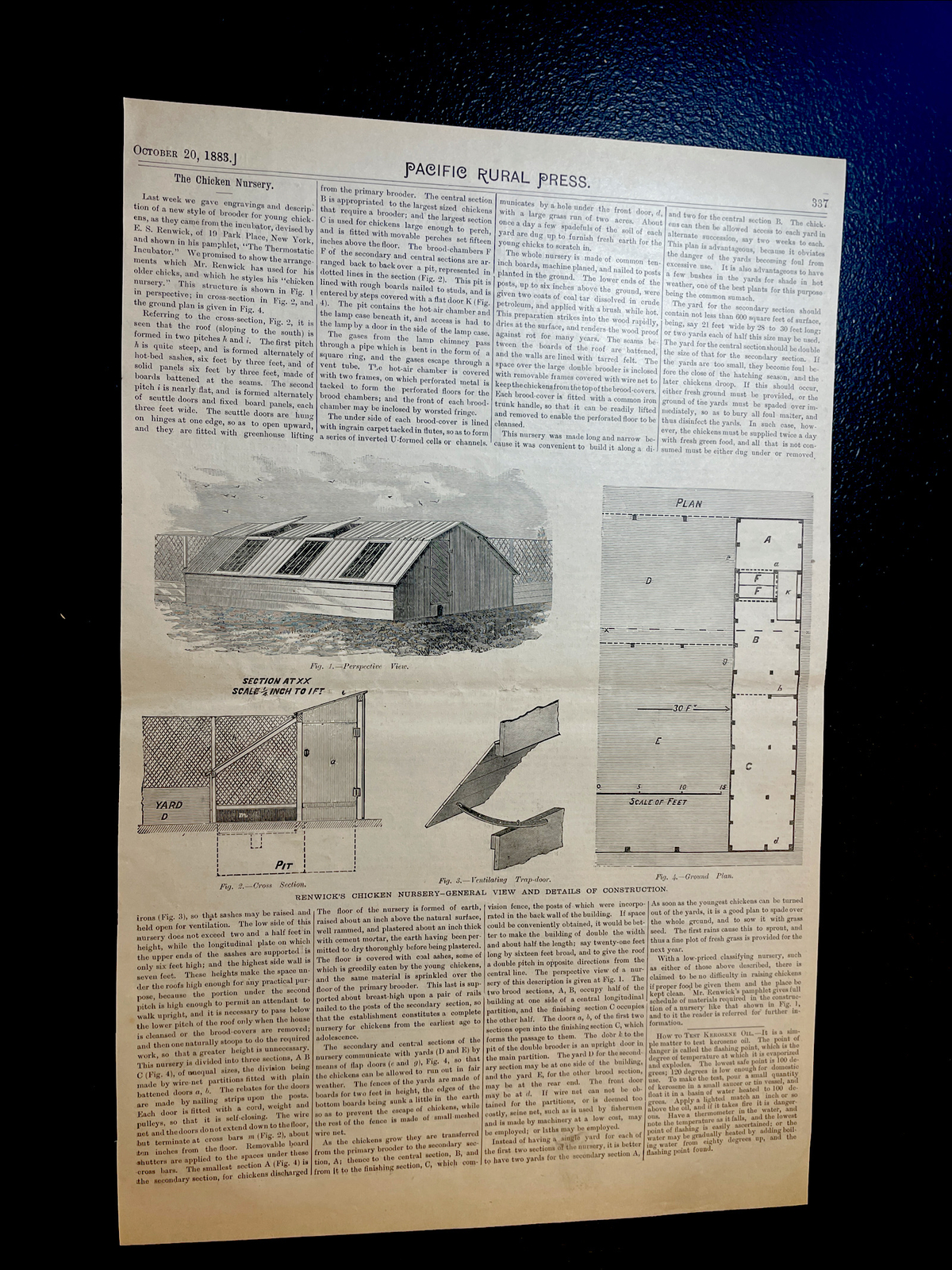 1883 Renwick’s Chicken Nursery Farm Advertising Engraving & Article – 10×15