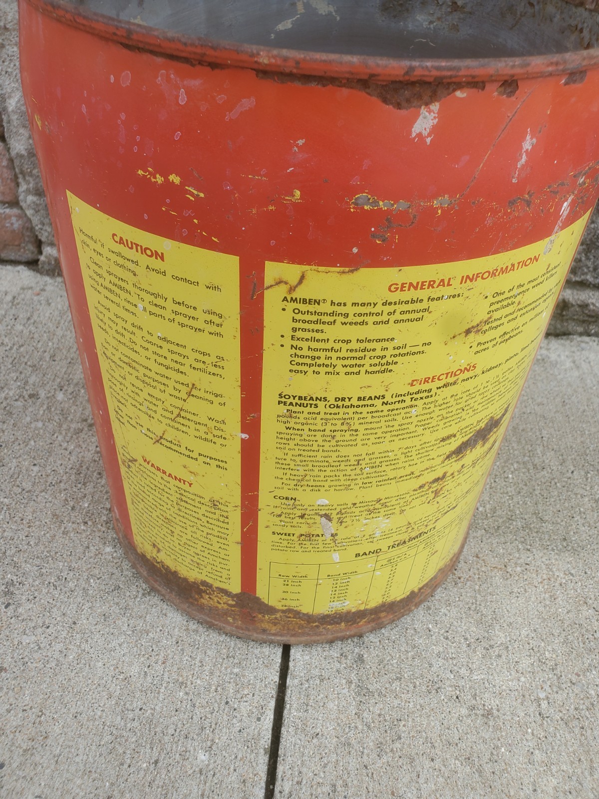5 Gallon Metal Can Amiben Herbicide No Lid Soybean Weed Control Farm Decor #3